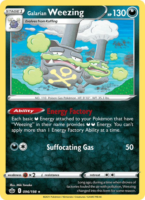 Galarian Weezing, card 96 from Chilling Reign