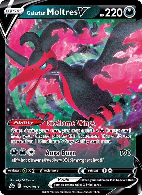 Galarian Moltres V, card 97 from Chilling Reign