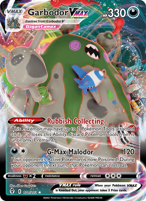 Garbodor VMAX, card 101 from Evolving Skies