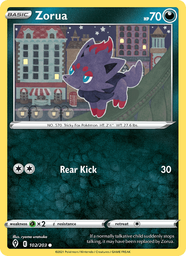 Zorua, card 102 from Evolving Skies