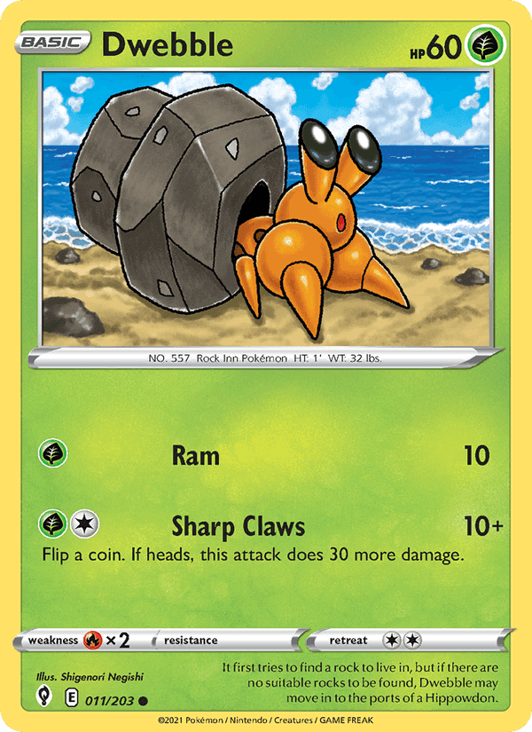 Dwebble, card 11 from Evolving Skies