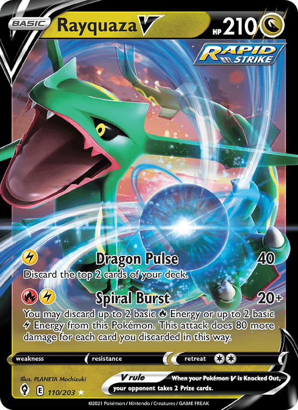 Rayquaza V, card 110 from Evolving Skies