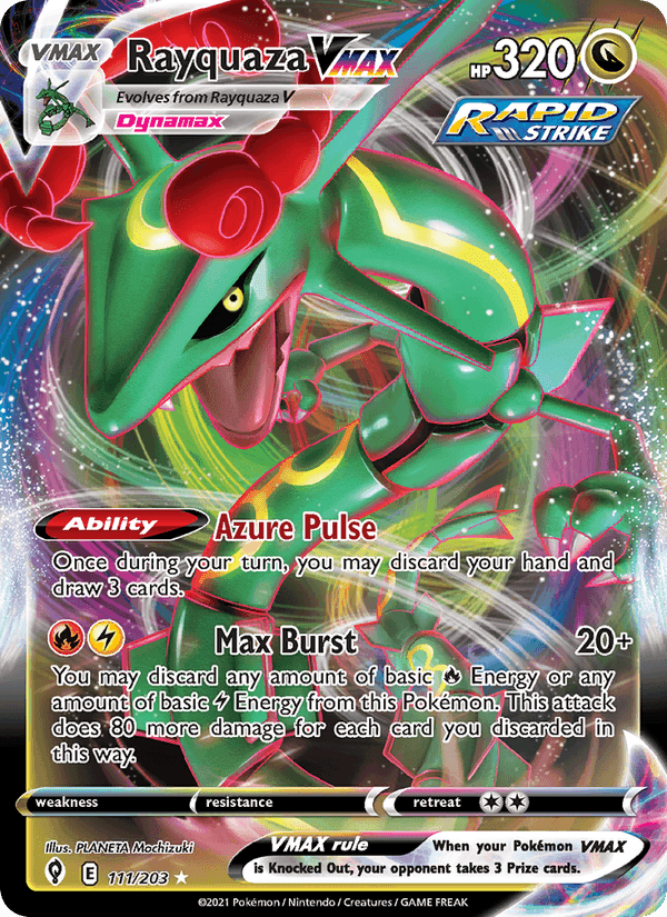 Rayquaza VMAX, carta 111 di Evolving Skies