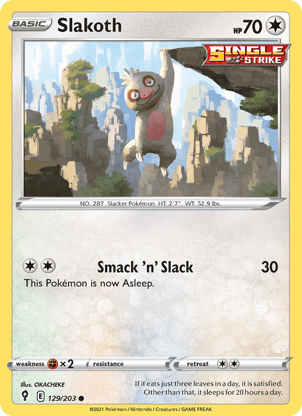 Slakoth, card 129 from Evolving Skies