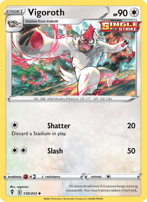Vigoroth, card 130 from Evolving Skies