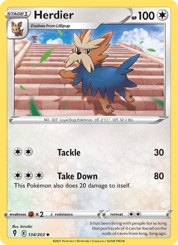 Herdier, card 134 from Evolving Skies
