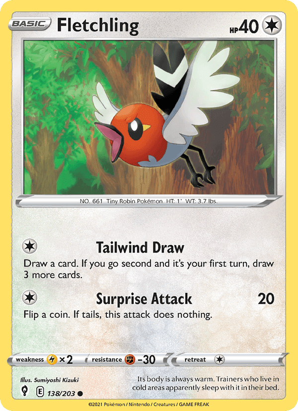Fletchling, card 138 from Evolving Skies