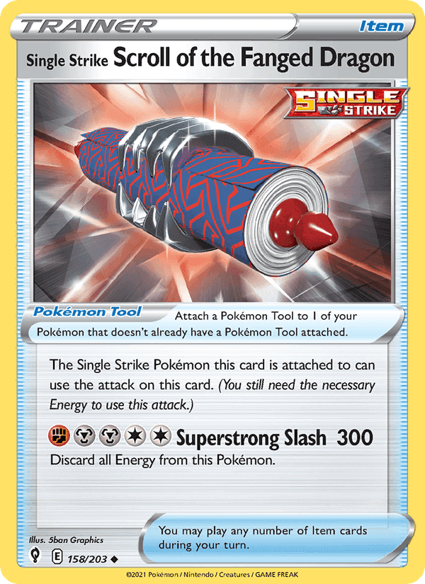 Single Strike Scroll of the Fanged Dragon, card 158 from Evolving Skies