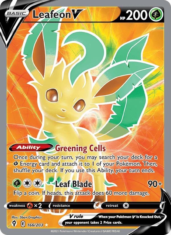 Leafeon V, card 166 from Evolving Skies