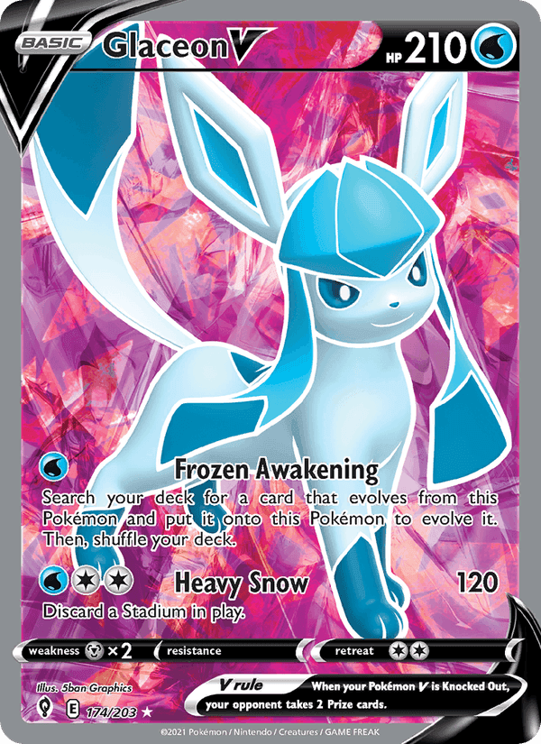 Glaceon V, card 174 from Evolving Skies