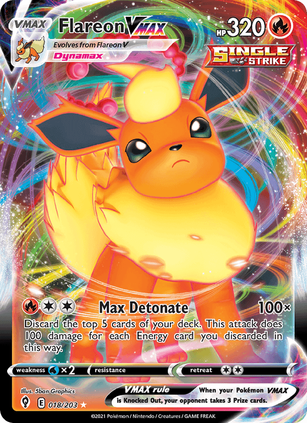 Flareon VMAX, card 18 from Evolving Skies
