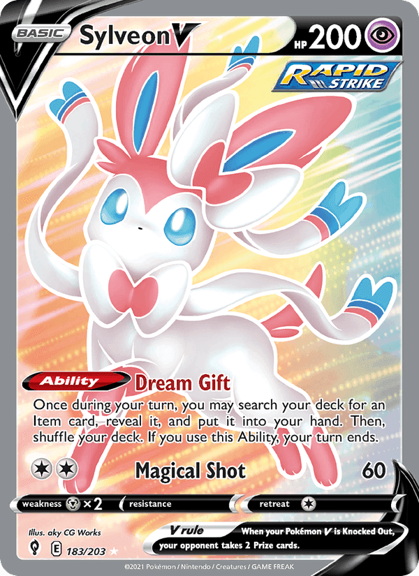 Sylveon V, card 183 from Evolving Skies