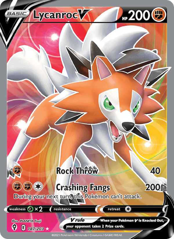 Lycanroc V, card 187 from Evolving Skies