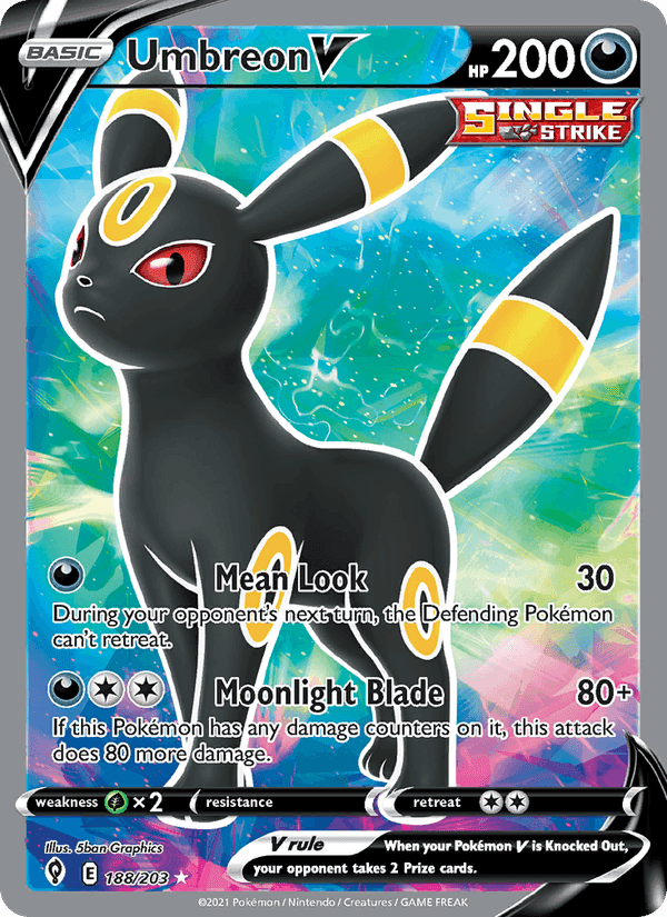 Umbreon V, card 188 from Evolving Skies