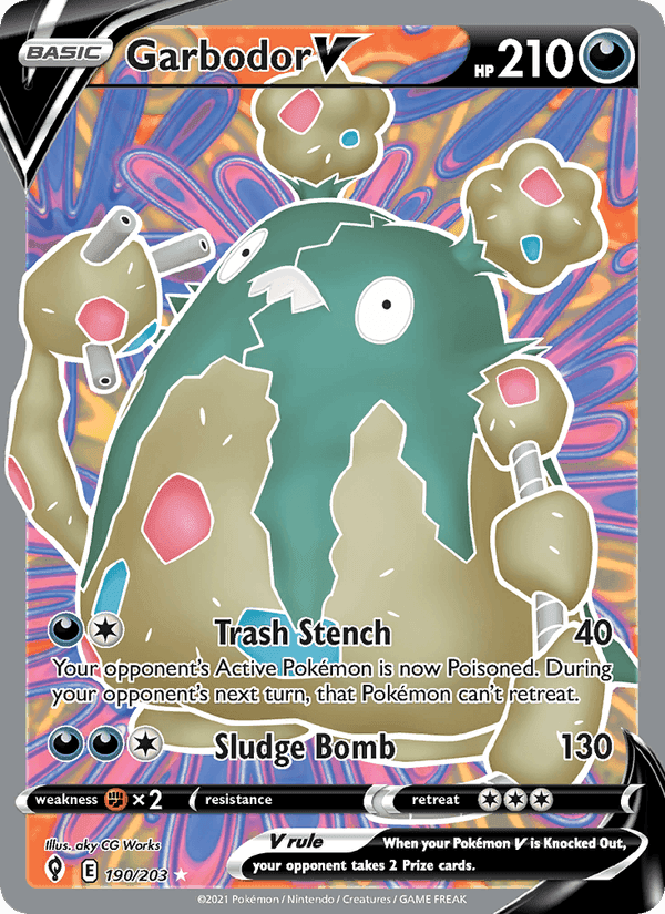 Garbodor V, card 190 from Evolving Skies