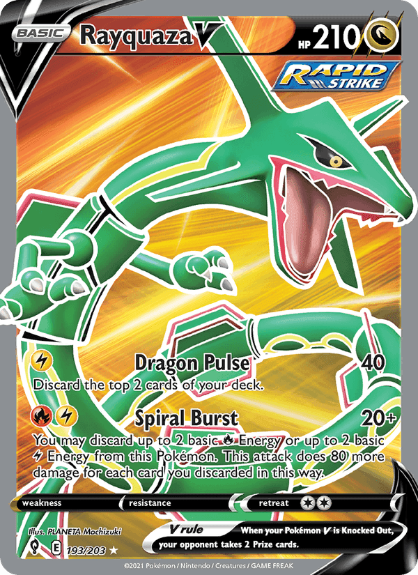 Rayquaza V, card 193 from Evolving Skies