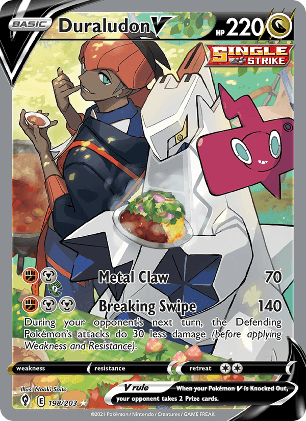 Duraludon V, card 198 from Evolving Skies