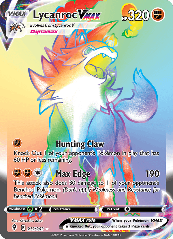 Lycanroc VMAX, card 213 from Evolving Skies