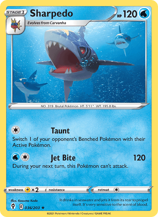 Sharpedo, card 36 from Evolving Skies