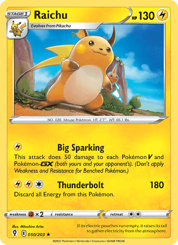 Raichu, card 50 from Evolving Skies