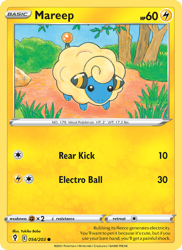 Mareep, card 54 from Evolving Skies