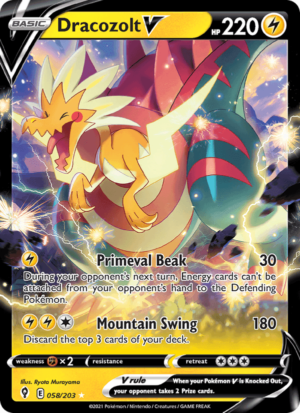 Dracozolt V, card 58 from Evolving Skies