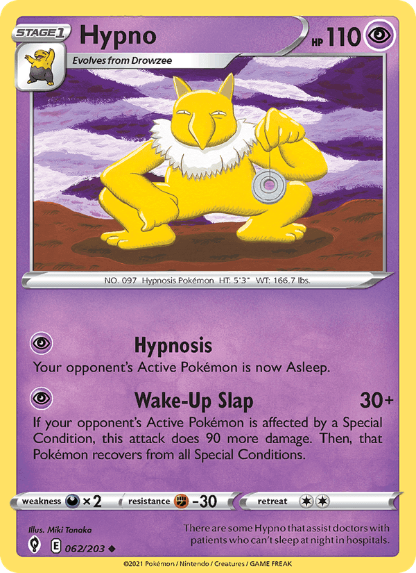 Hypno, card 62 from Evolving Skies