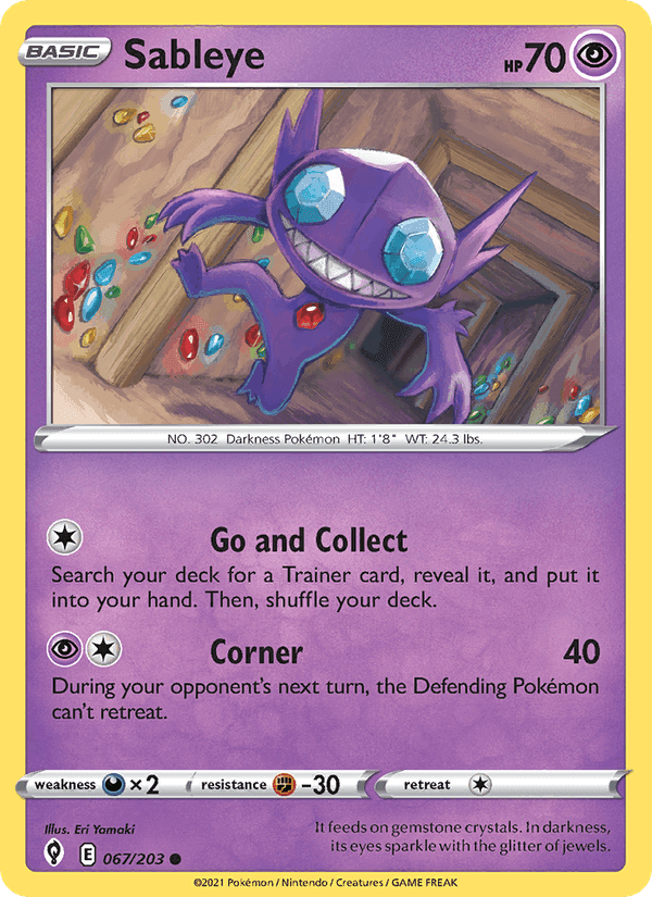 Sableye, card 67 from Evolving Skies