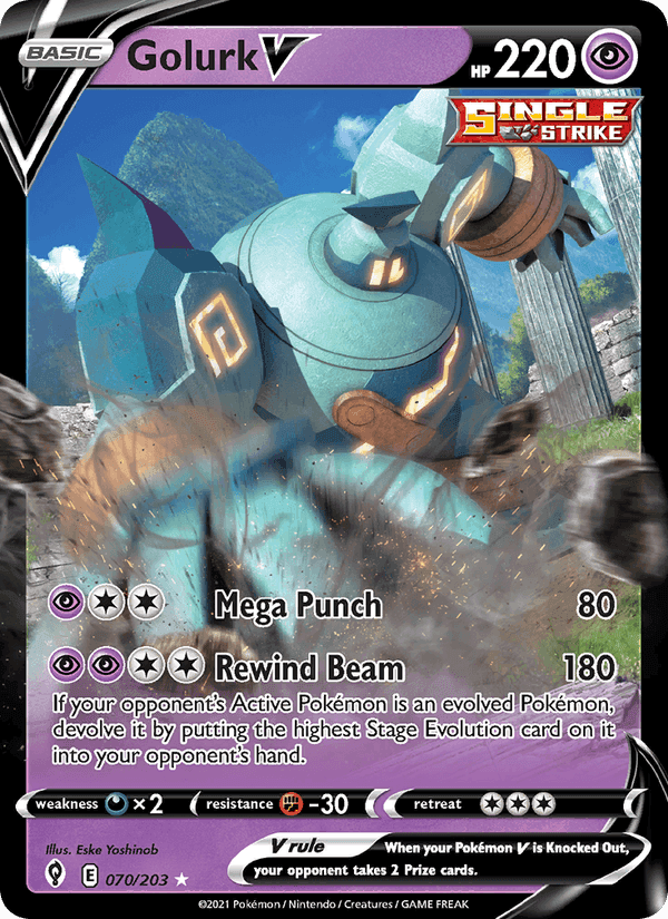 Golurk V, card 70 from Evolving Skies
