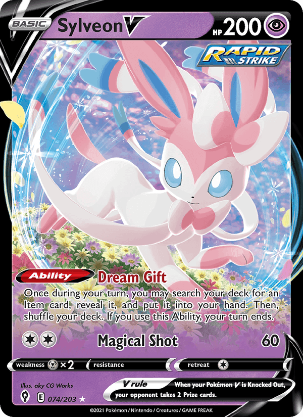 Sylveon V, card 74 from Evolving Skies