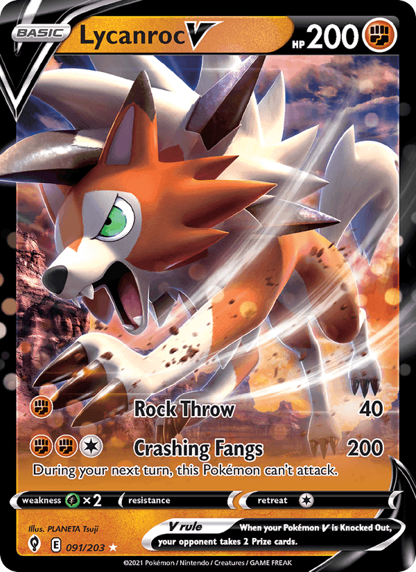 Lycanroc V, card 91 from Evolving Skies