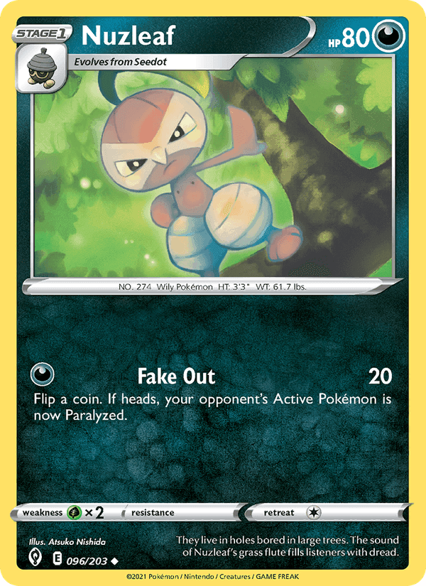 Nuzleaf, card 96 from Evolving Skies