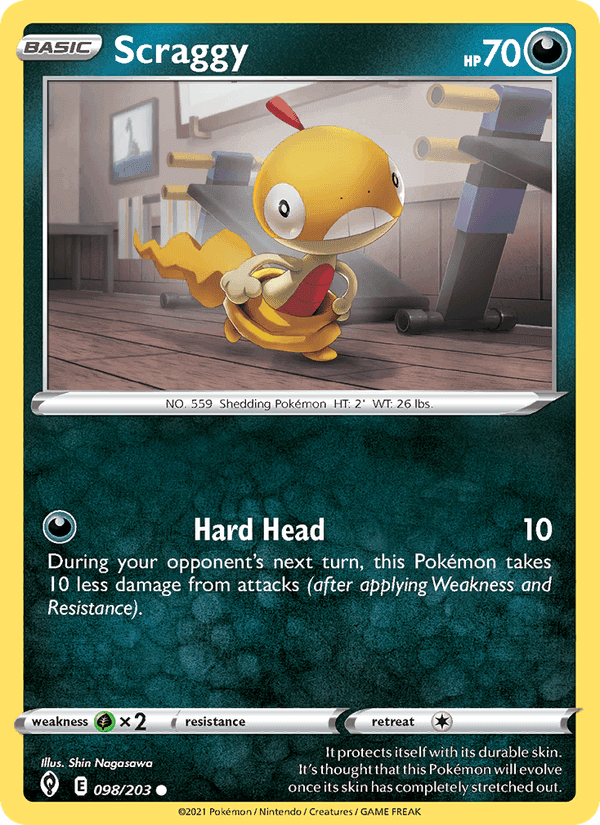 Scraggy, card 98 from Evolving Skies