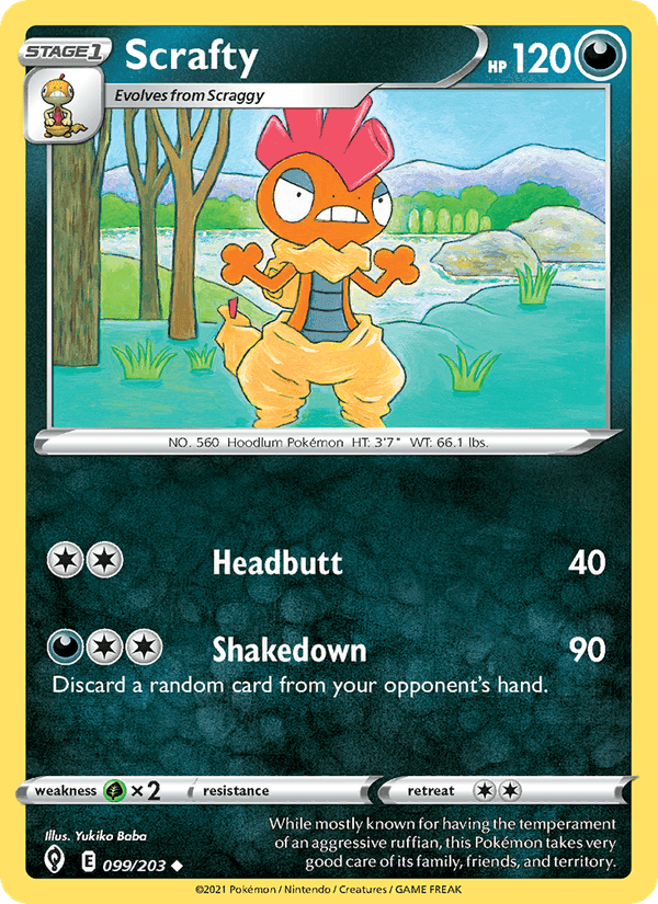 Scrafty, card 99 from Evolving Skies