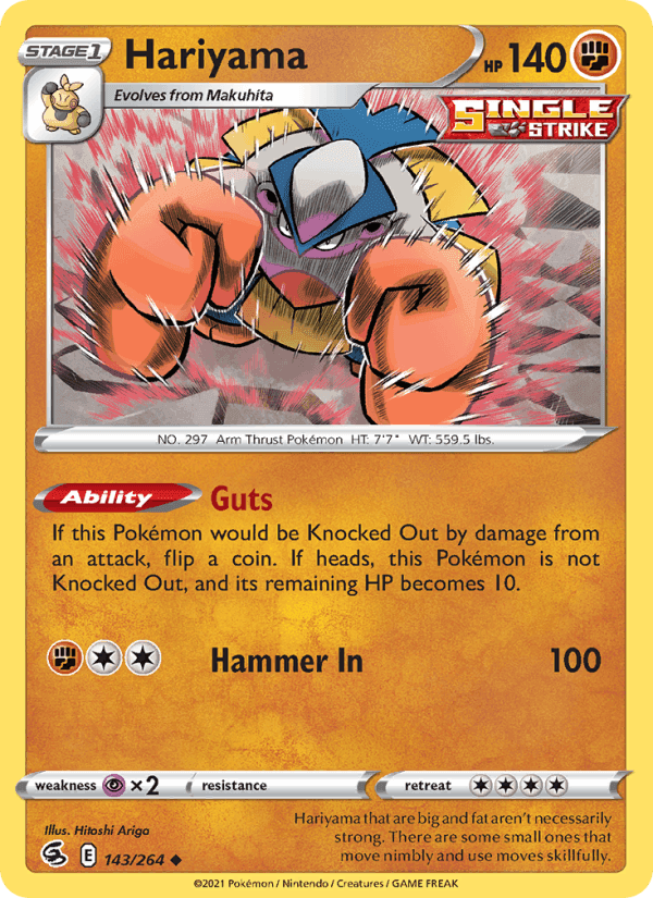 Hariyama, card 143 from Fusion Strike