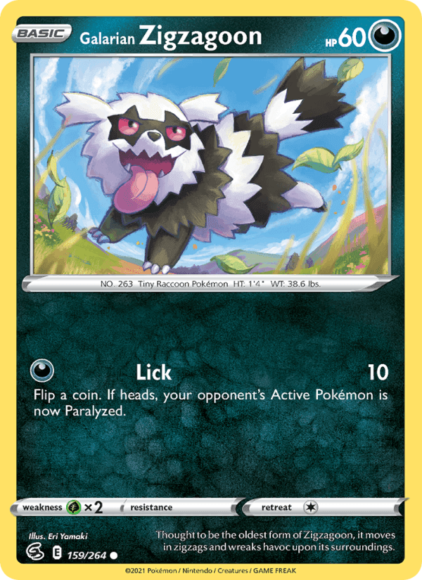Galarian Zigzagoon, card 159 from Fusion Strike