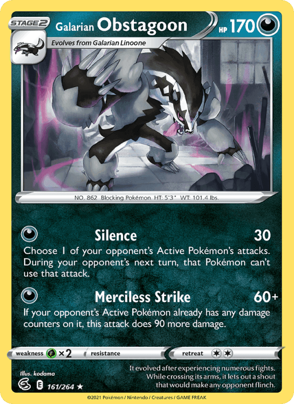 Galarian Obstagoon, card 161 from Fusion Strike
