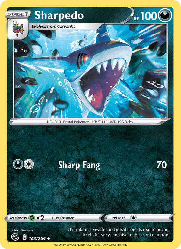Sharpedo, card 163 from Fusion Strike