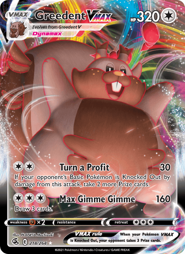 Greedent VMAX, card 218 from Fusion Strike