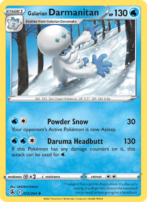 Galarian Darmanitan, card 72 from Fusion Strike