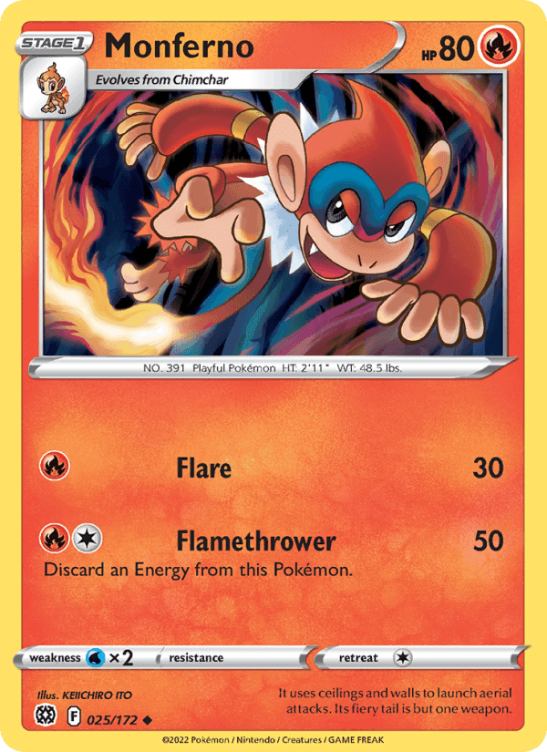 Monferno, card 025 from Brilliant Stars