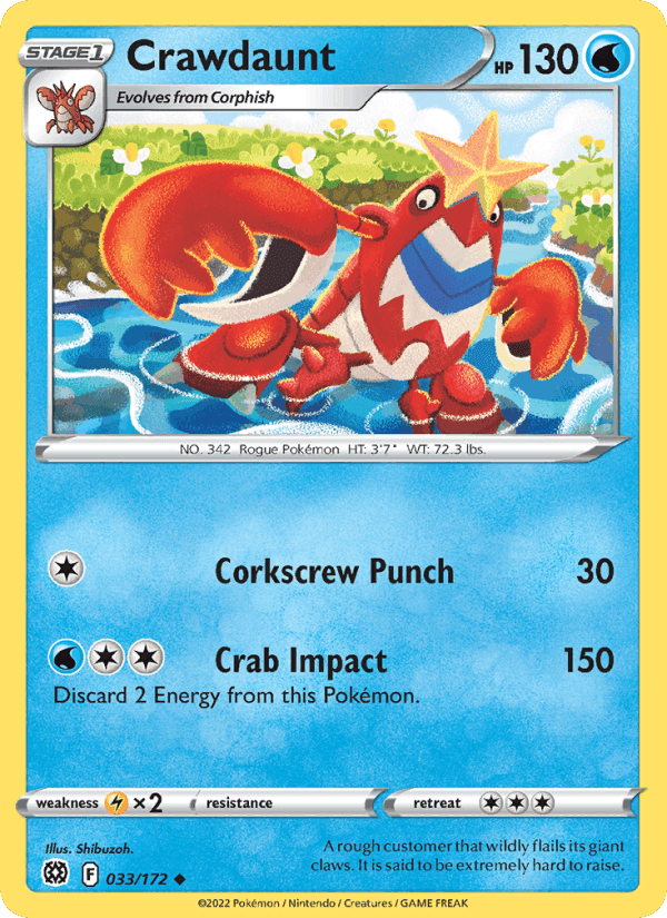 Crawdaunt, card 033 from Brilliant Stars