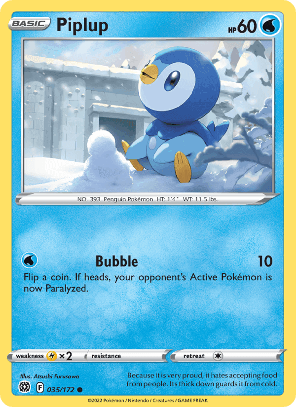 Piplup, card 035 from Brilliant Stars