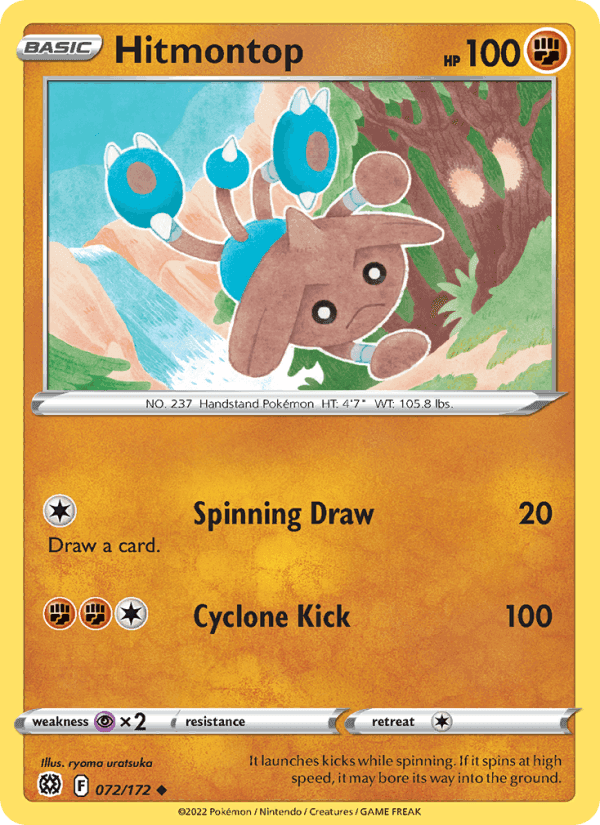 Hitmontop, card 072 from Brilliant Stars