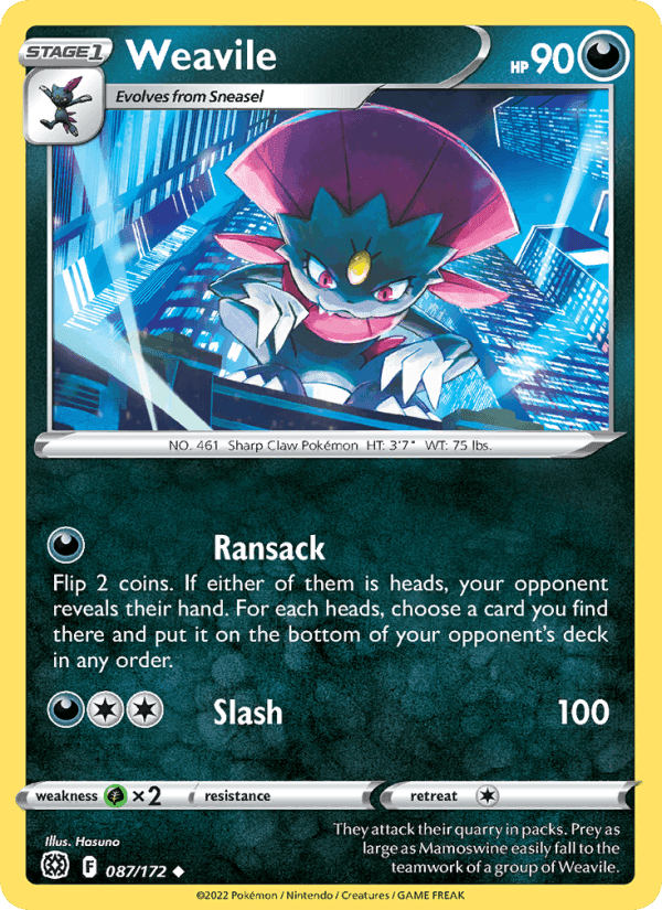 Weavile, card 087 from Brilliant Stars