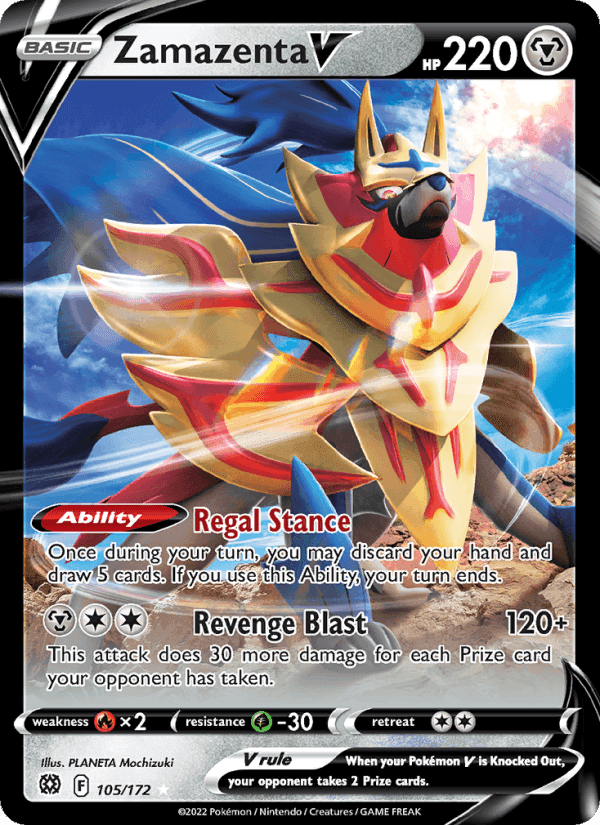Zamazenta V, card 105 from Brilliant Stars