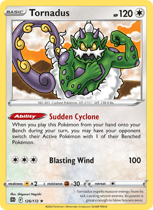 Tornadus, card 126 from Brilliant Stars
