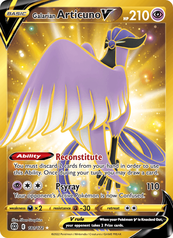 Galarian Articuno V, card 181 from Brilliant Stars