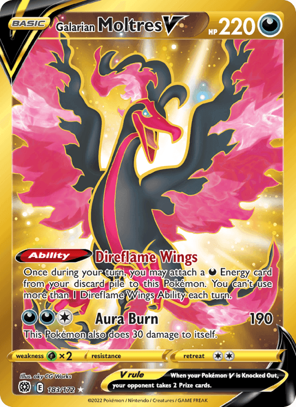 Galarian Moltres V, card 183 from Brilliant Stars