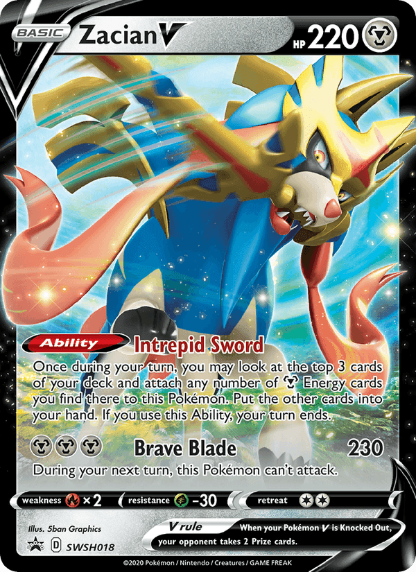 Zacian V, card SWSH018 from SWSH Black Star Promos
